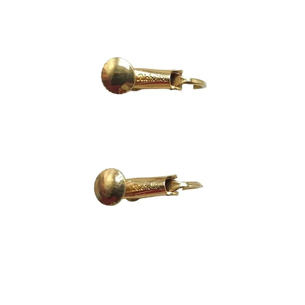 Richelieu Yellow Button Dome Screw Back Earrings Gold Tone Vintage - Picture 4 of 6